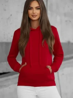 Bluza z kapturem damska ciemno-czerwona JS/W02Z^Ozonee Discount