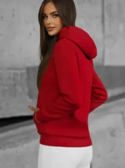 Bluza z kapturem damska ciemno-czerwona JS/W02Z^Ozonee Discount