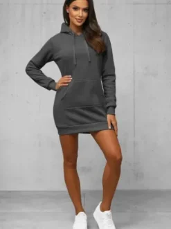 Bluza z kapturem damska grafitowa JS/YS10003/5Z^Ozonee Fashion