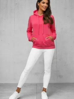 Bluza z kapturem damska koralowa/2 JS/W02/58Z^Ozonee Best