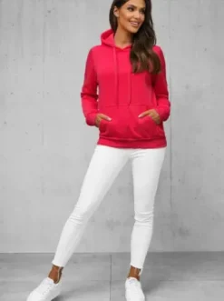 Bluza z kapturem damska malinowa JS/W02/59Z^Ozonee Online
