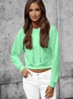 Bluza z kapturem damska miętowa JS/8B939/39^Ozonee Clearance