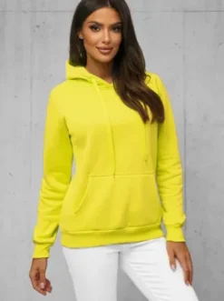 Bluza z kapturem damska żółta-neonowa JS/W02Z^Ozonee Clearance