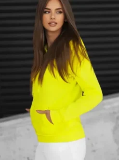 Bluza z kapturem damska żółta-neonowa JS/W02Z^Ozonee Hot