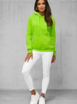 Bluza z kapturem damska zielona-neonowa JS/W02Z^Ozonee Online