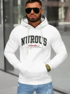 Bluza z kapturem męska biała O/TT30510^Ozonee Discount