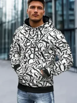 Bluza z kapturem męska biała JS/8B1238/1Z^Ozonee Best