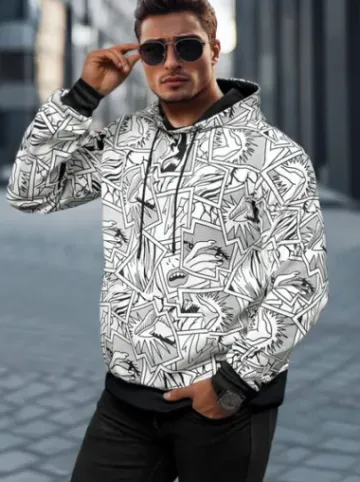 Bluza z kapturem męska biała JS/8B1256/1Z^Ozonee Outlet