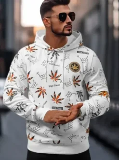 Bluza z kapturem męska biała O/B266Z^Ozonee Fashion