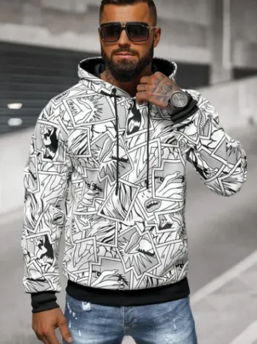 Bluza z kapturem męska biała JS/8B1256/1^Ozonee Fashion