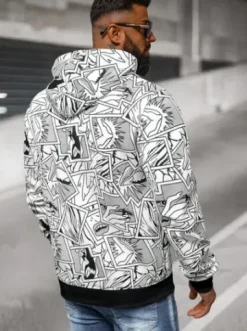 Bluza z kapturem męska biała JS/8B1256/1^Ozonee Fashion