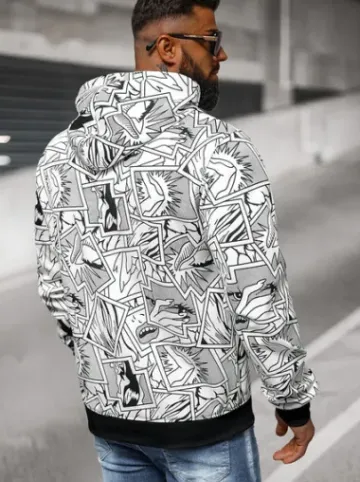 Bluza z kapturem męska biała JS/8B1256/1^Ozonee Fashion