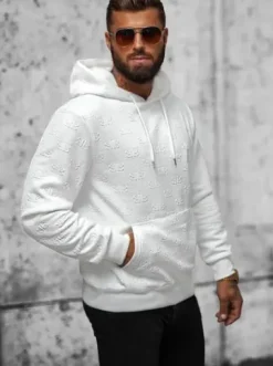 Bluza z kapturem męska biała JS/3B566^Ozonee Outlet