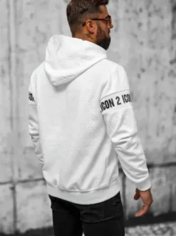 Bluza z kapturem męska biała JS/3B573^Ozonee Best
