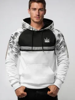Bluza z kapturem męska biała O/B268^Ozonee Fashion