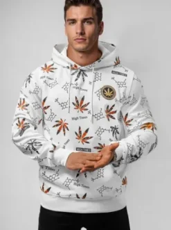 Bluza z kapturem męska biała O/B266^Ozonee Fashion