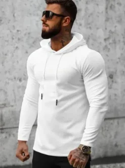 Bluza z kapturem męska biała O/D7249^Ozonee Hot