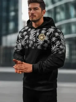 Bluza z kapturem męska czarna O/B272Z^Ozonee Best