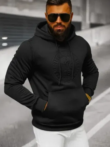 Bluza z kapturem męska czarna JS/27B6510/3^Ozonee Hot