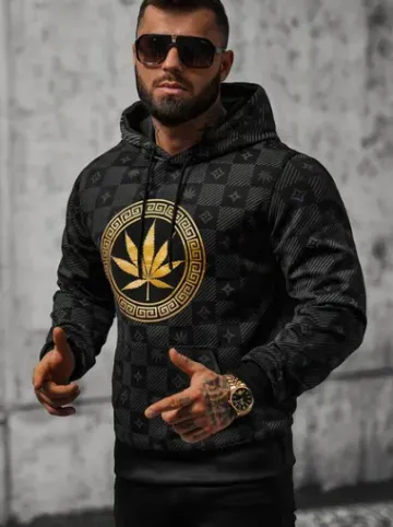 Bluza z kapturem męska czarna O/B265^Ozonee Fashion