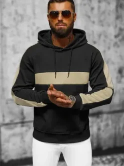 Bluza z kapturem męska czarna JS/3B565^Ozonee Outlet