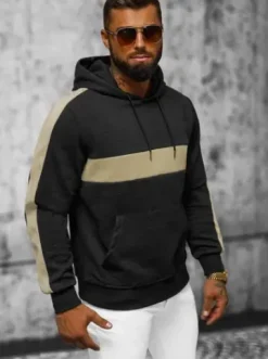 Bluza z kapturem męska czarna JS/3B565^Ozonee Outlet