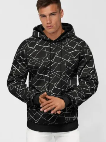 Bluza z kapturem męska czarna JS/8B1235/3Z^Ozonee Fashion