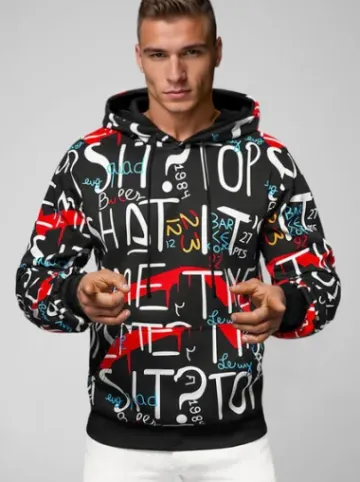 Bluza z kapturem męska czarna JS/8B1233/3Z^Ozonee Fashion
