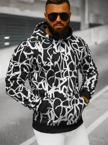 Bluza z kapturem męska czarno-biała JS/8B1139/1^Ozonee Discount
