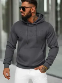 Bluza z kapturem męska grafitowa JS/27B6502/5Z^Ozonee Discount