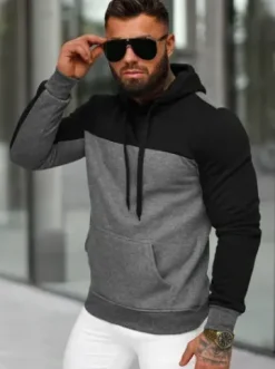 Bluza z kapturem męska grafitowa JS/8B1307/5^Ozonee New