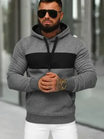 Bluza z kapturem męska grafitowa JS/8B1315/5^Ozonee Fashion
