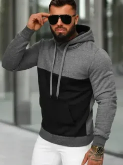 Bluza z kapturem męska grafitowa JS/8B1317/5^Ozonee Sale