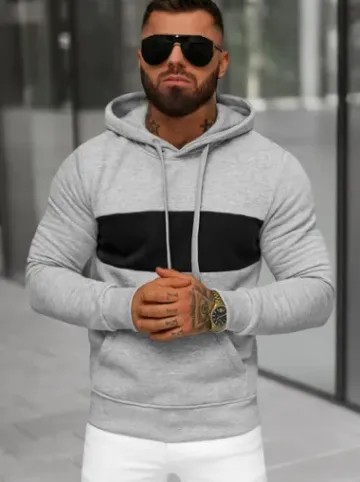 Bluza z kapturem męska szara JS/8B1308/2^Ozonee Hot