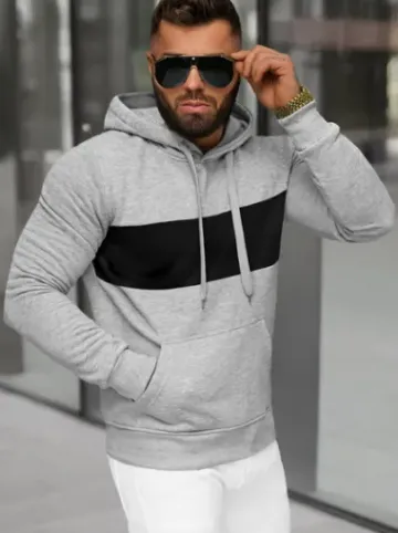 Bluza z kapturem męska szara JS/8B1308/2^Ozonee Hot