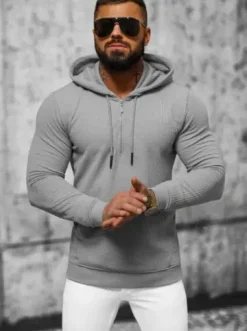Bluza z kapturem męska szara O/TB2273^Ozonee Sale