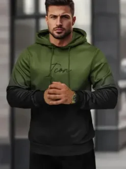 Bluza z kapturem męska zielono-czarna JS/27B6501/29Z^Ozonee Online