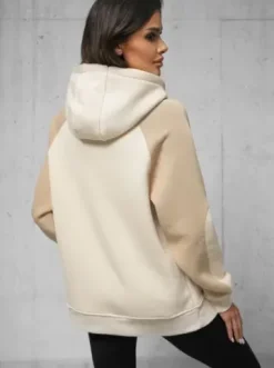 Bluza z kapturem oversize beżowa O/SWE23037Z^Ozonee Discount