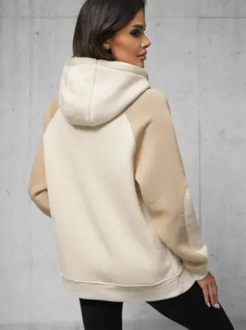 Bluza z kapturem oversize beżowa O/SWE23037Z^Ozonee Discount