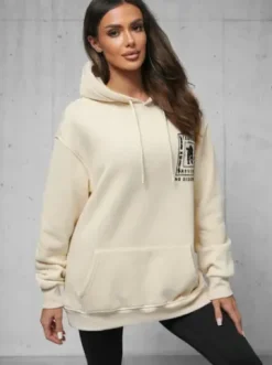 Bluza z kapturem oversize beżowa O/SWE23017Z^Ozonee Hot