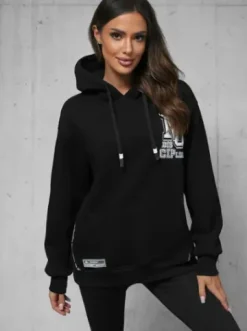 Bluza z kapturem oversize czarna O/SWE23035Z^Ozonee Sale