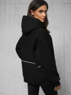 Bluza z kapturem oversize czarna O/SWE23035Z^Ozonee Sale