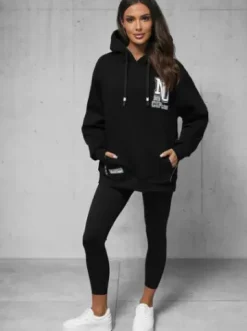 Bluza z kapturem oversize czarna O/SWE23035Z^Ozonee Sale