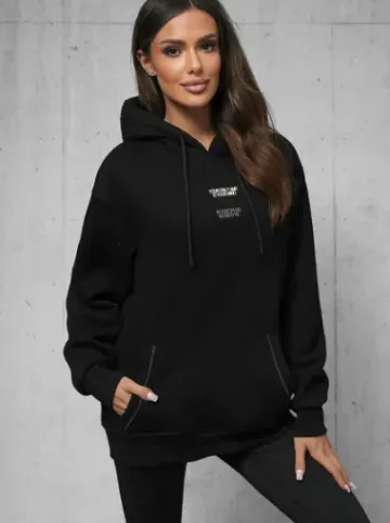 Bluza z kapturem oversize czarna O/SWE23013^Ozonee Fashion