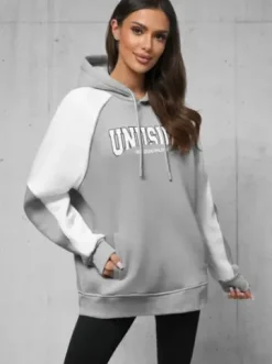 Bluza z kapturem oversize szara O/SWE23027^Ozonee New