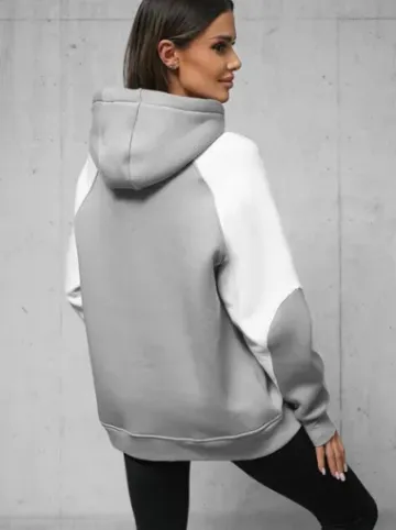 Bluza z kapturem oversize szara O/SWE23027^Ozonee New