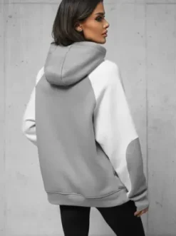 Bluza z kapturem oversize szara O/SWE23037Z^Ozonee New