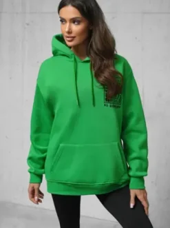 Bluza z kapturem oversize zielona O/SWE23017Z^Ozonee Fashion