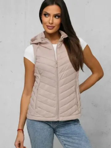 Kamizelka damska pikowana beżowa JS/16M9255/62^Ozonee Discount