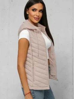 Kamizelka damska pikowana beżowa JS/16M9255/62^Ozonee Discount